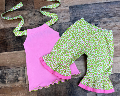 Leopard Print Capris & Ruffled Halter Top