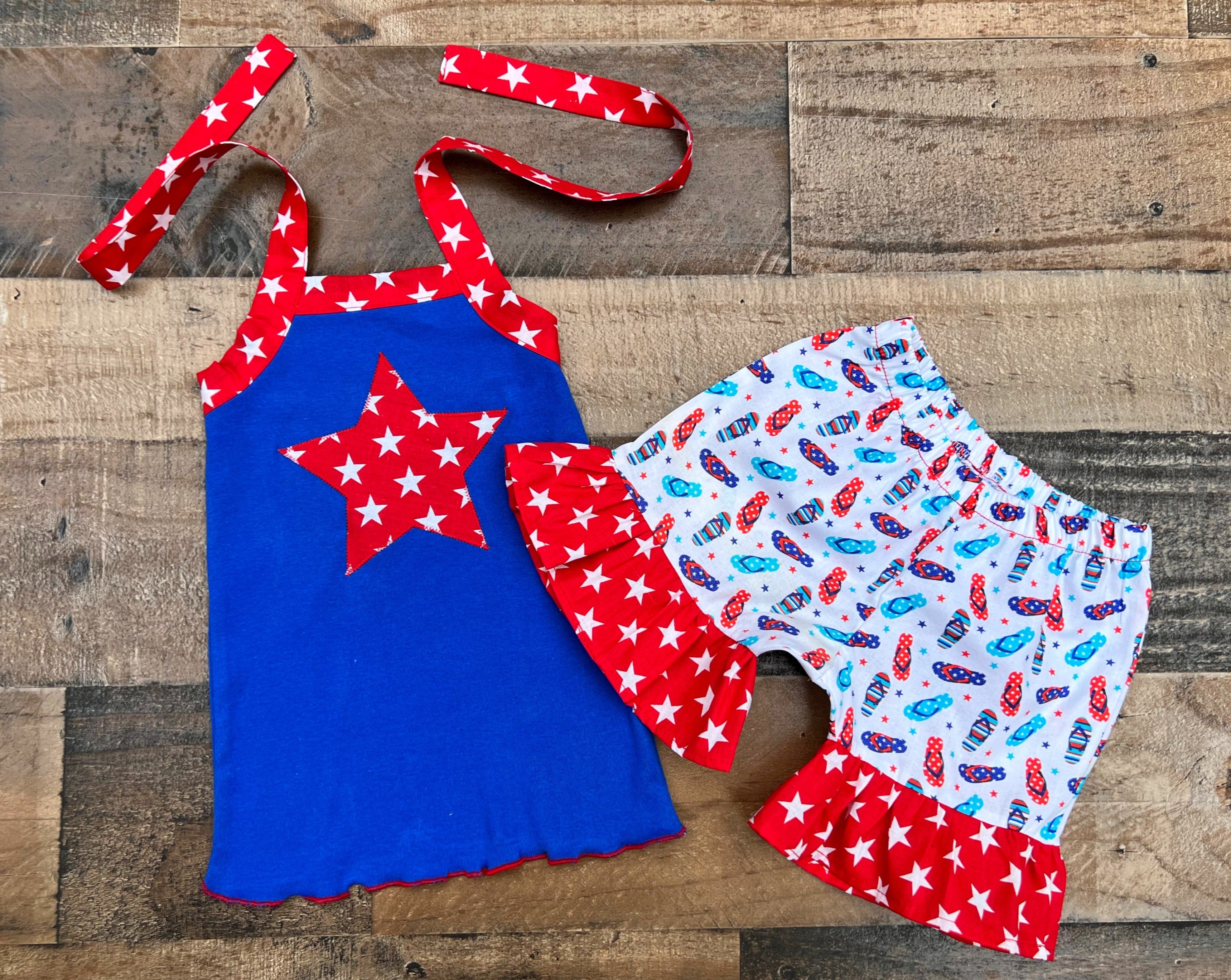 white christmas dresses 4th of July Flip Flop Print Outfit