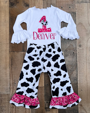 Cow Print Birthday Girl Outfit 