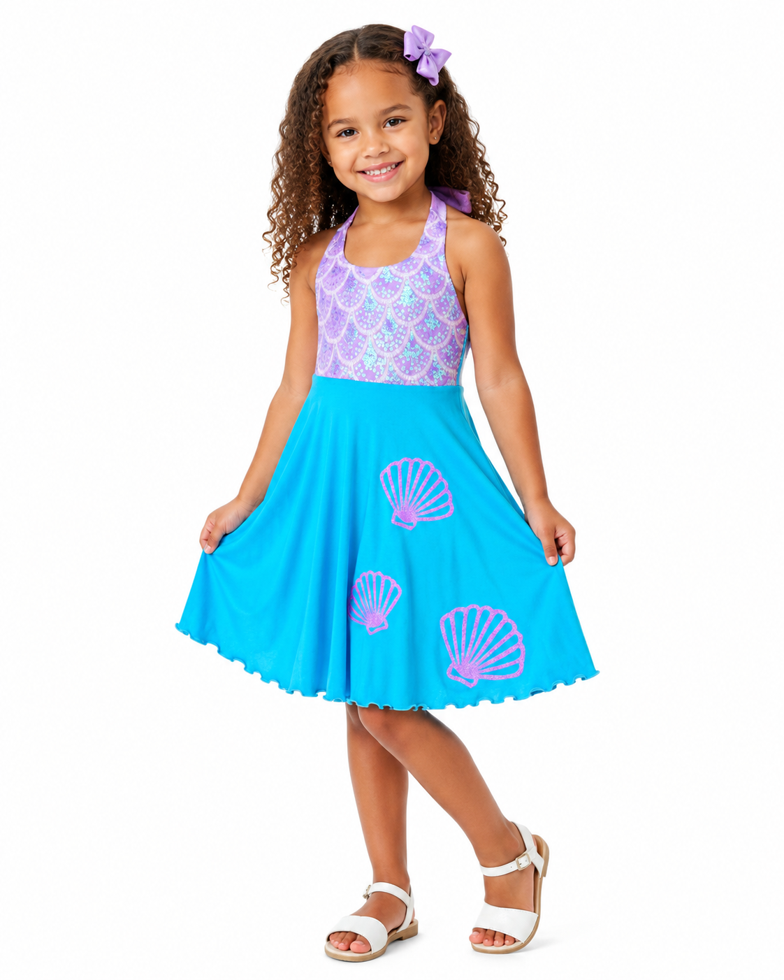 Aqua Mermaid Seashell Girl Dress