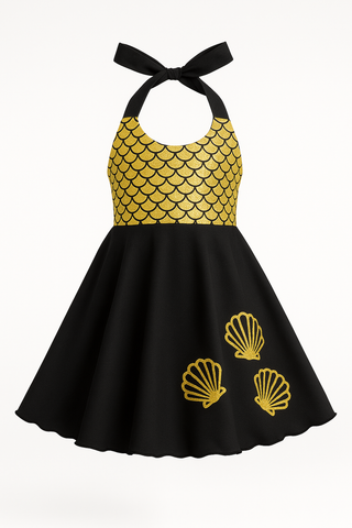 Black & Gold Mermaid Twirl Dress