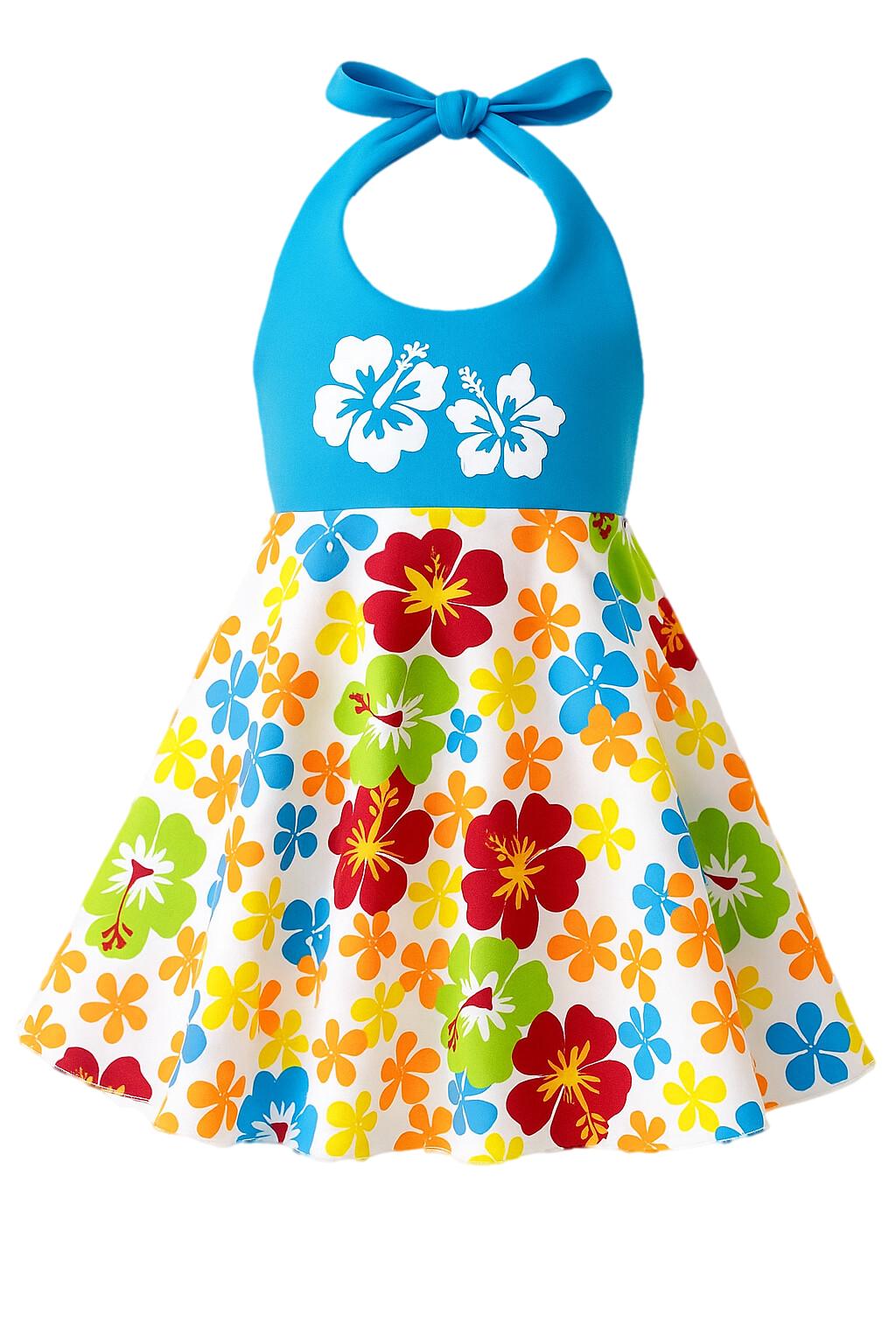 strapless open back dress Hawaiian Luau Tropical Dress