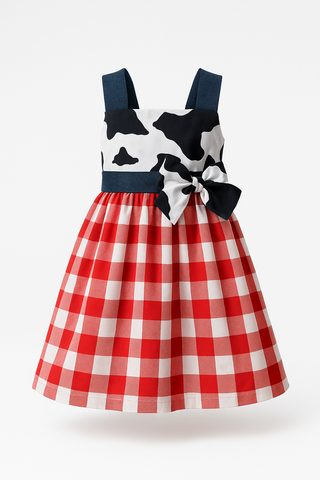 Red White Denim Gingham Dress