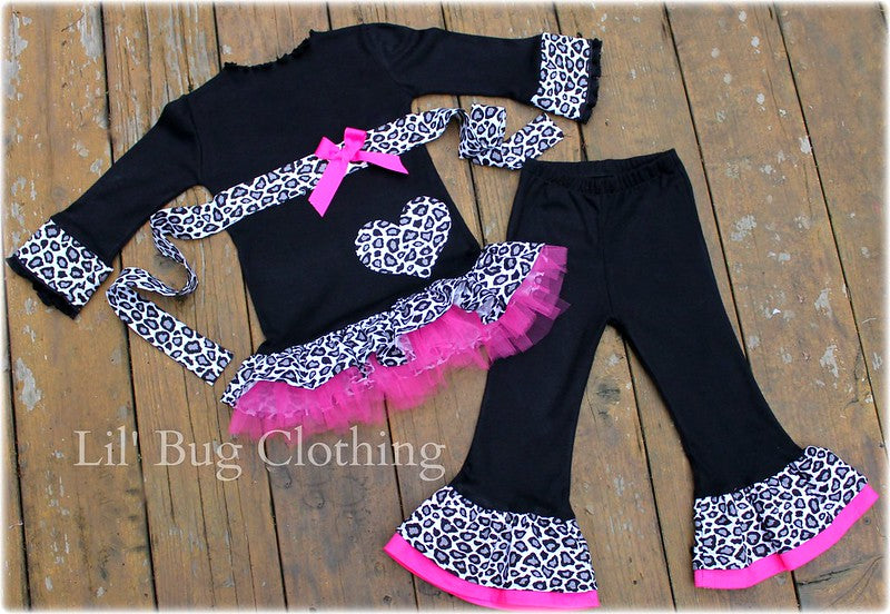 Valentines Day Leopard Hot Pink Outfit – Lil Bug Clothing