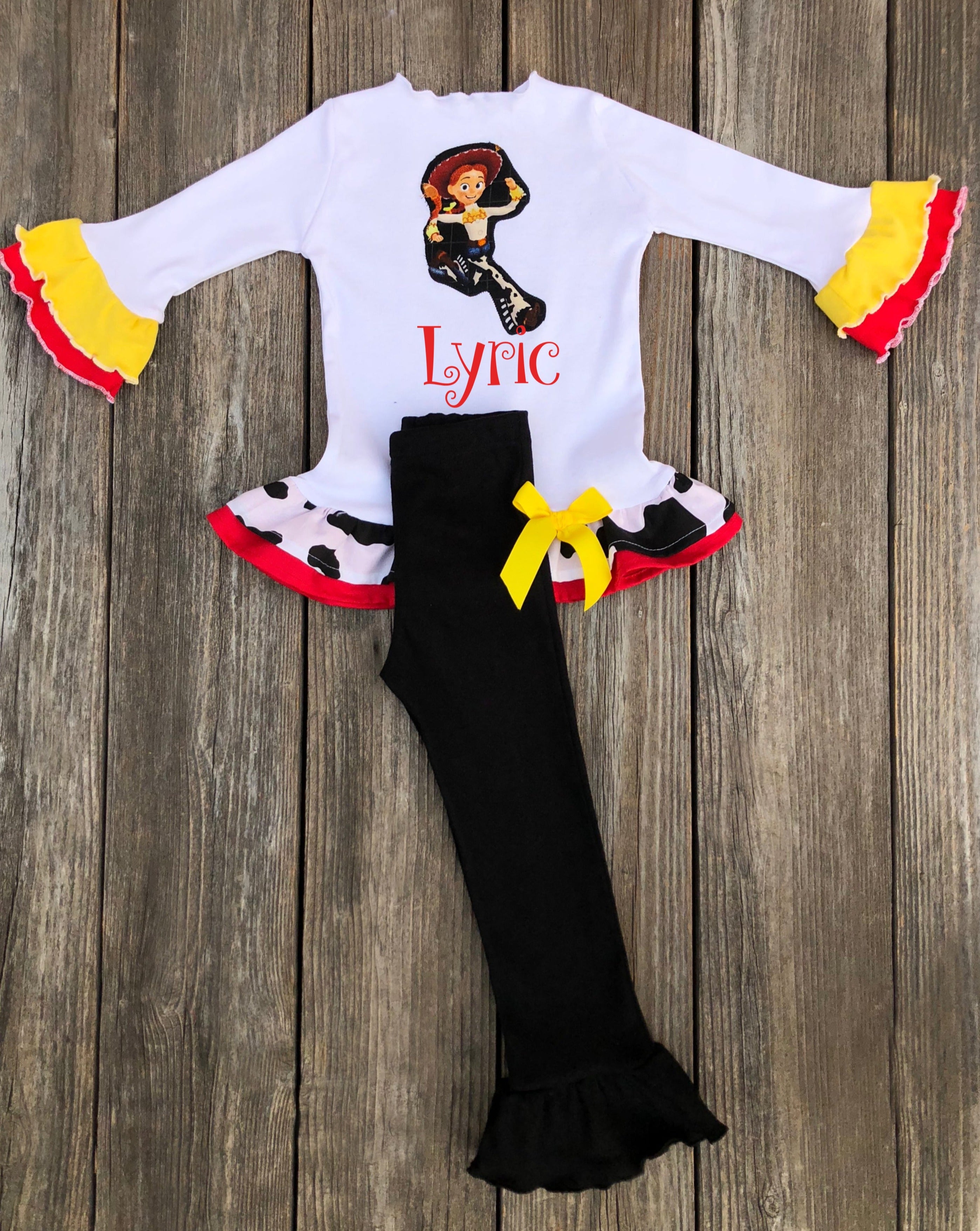 Personalized Toy Story Jessie Girl Ruffled Top \u0026 Leggings Outfit – Lil Bug  Clothing, image size:2797x3512