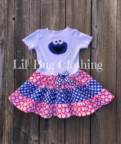 Cookie Monster Hot Pink & Blue Birthday Dress