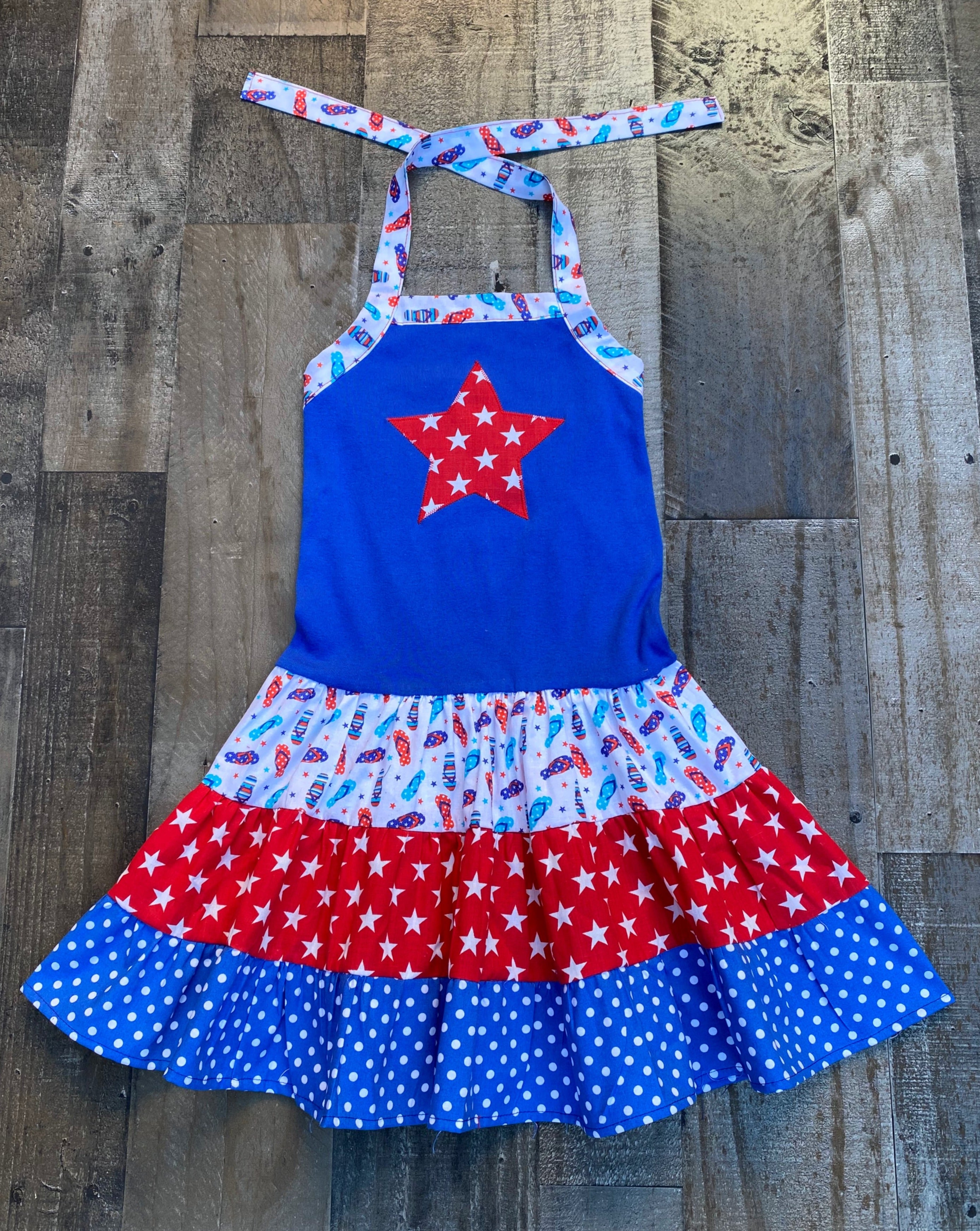 4th Of July Flip Flop Print Twirl Dress 4th Of July Flip Flop Print Twirl Dress