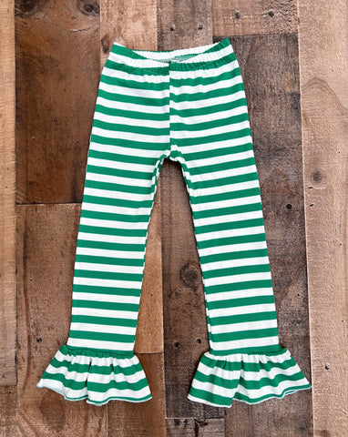 Green White Stripe Leggings