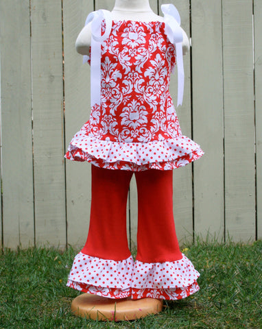 Damask Red White Holiday Outfit 