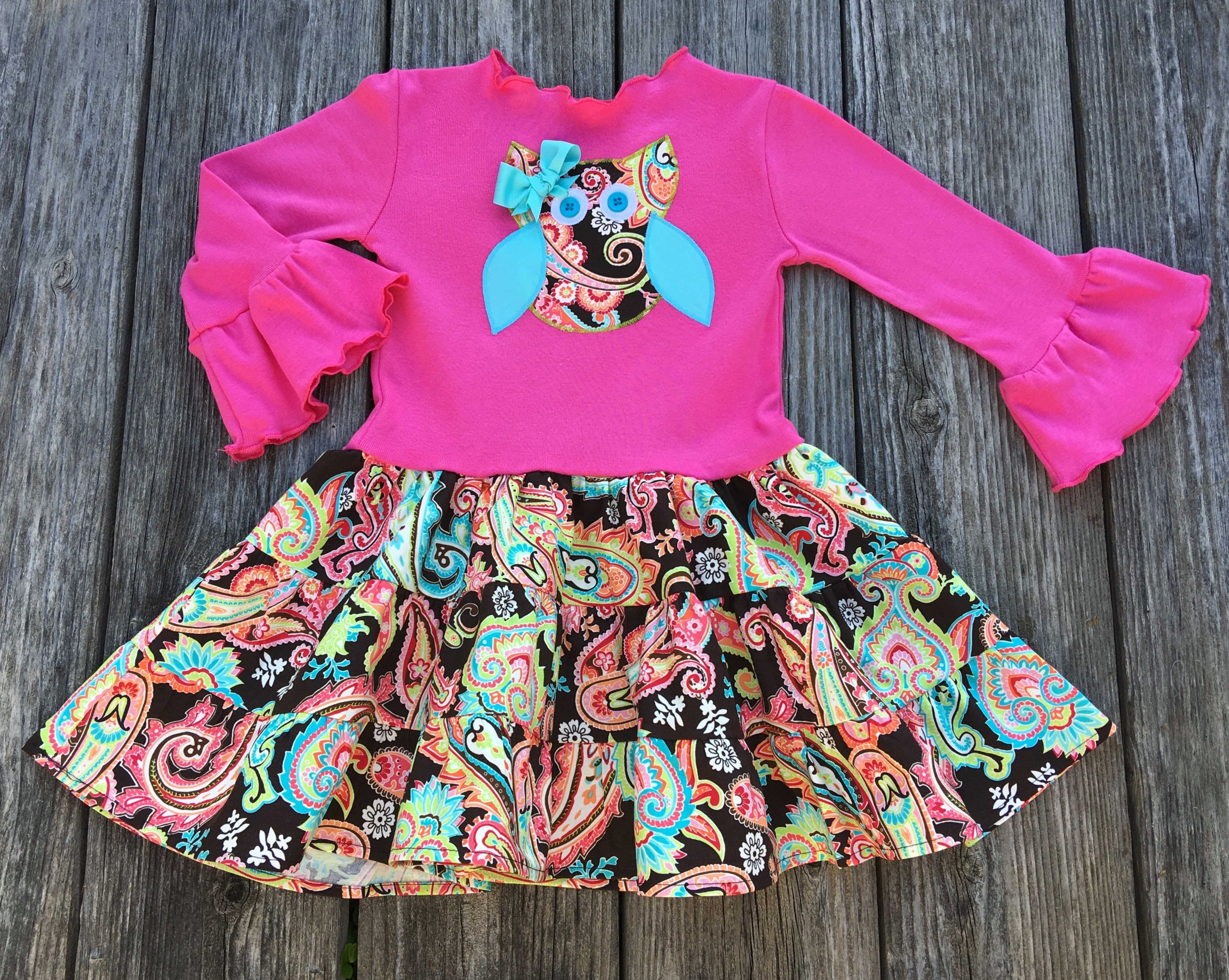 Paisley Owl Fall Twirl Dress