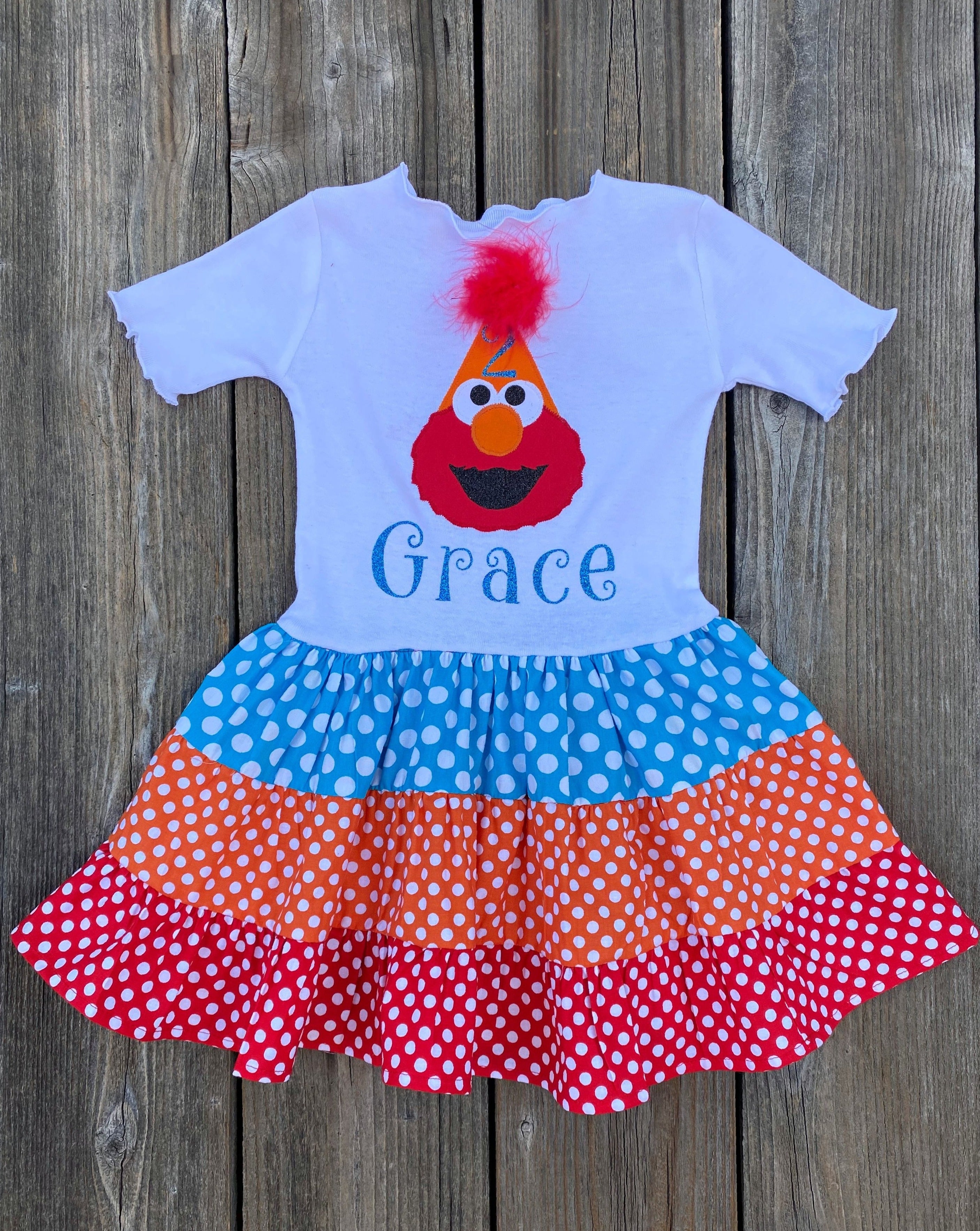 elmo party dress Elmo Tutu Red Happy Monster Birthday Dress Halloween Costume Girls Size 2/3