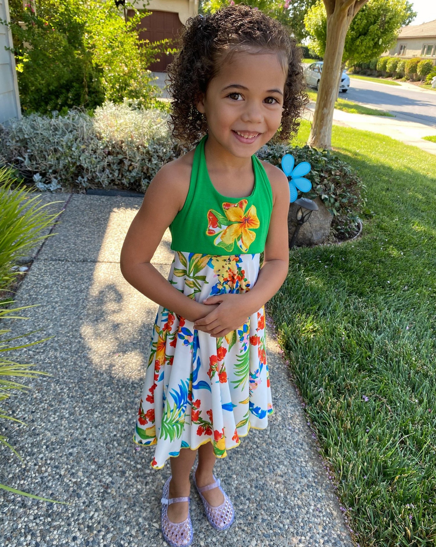Hawaiian Luau Tropical Girl Floral Dress