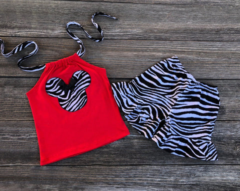 Minnie Mouse Zebra Short Set