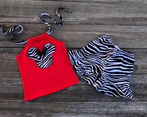 Minnie Mouse Zebra Short Set 