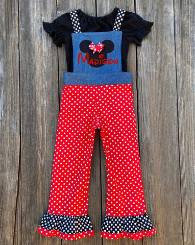 Personalized Minnie Mouse Overalls 