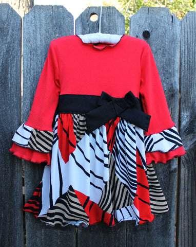 Red Black White Stripe Dress