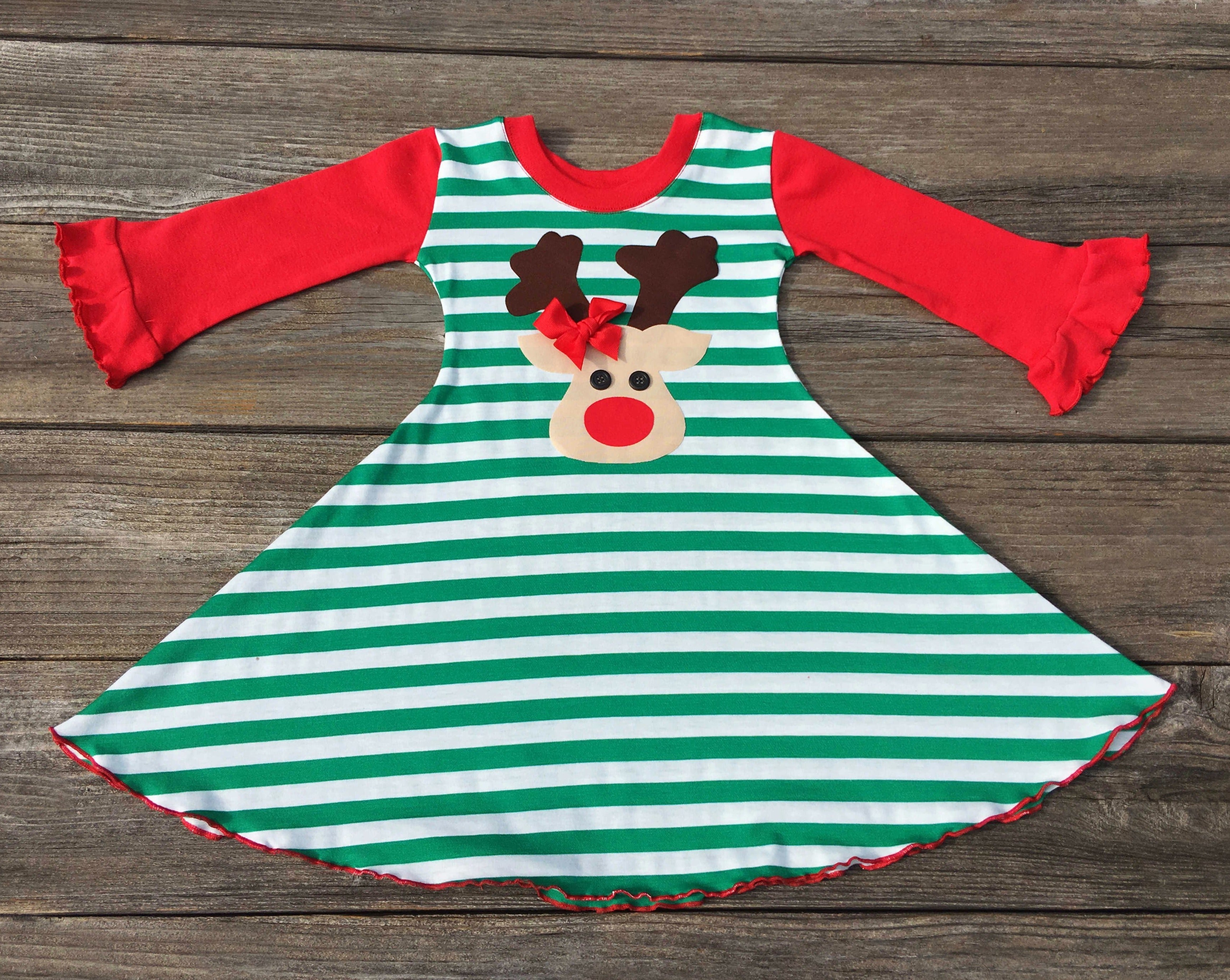 Rudolph Reindeer Christmas Holiday Boutique Girl Dress – Lil Bug Clothing