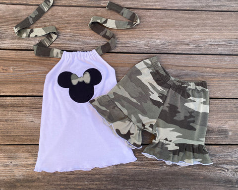 Minnie Mouse camouflage toddler girl outfit