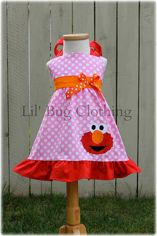 Elmo Bubble Gum Pink Polka Dot Jumper Dress