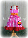 Hot Pink & White Polka Dot Elmo Jumper Dress Halter Style