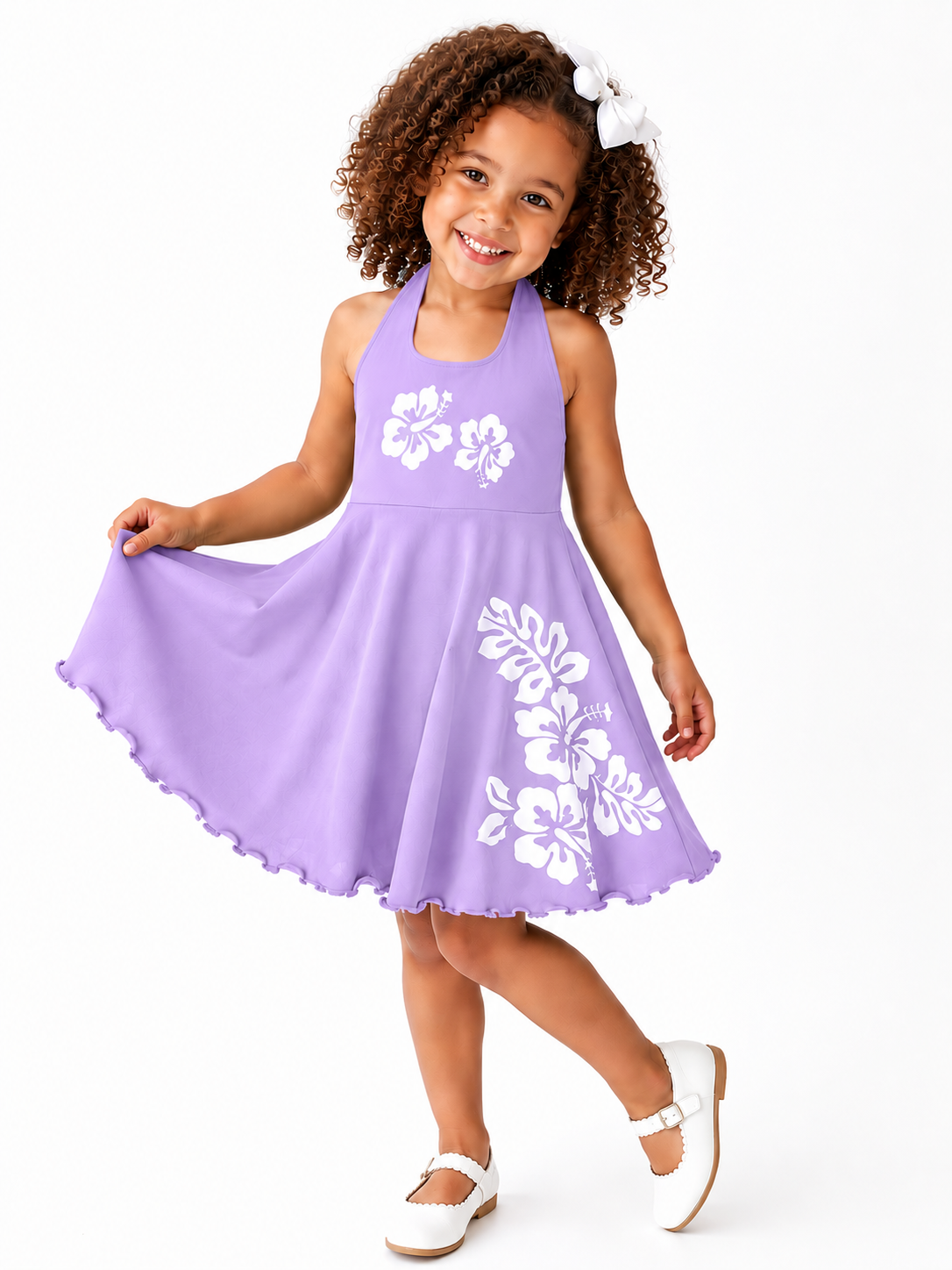 Lavender Hawaiian Luau Tropical Girl Dress
