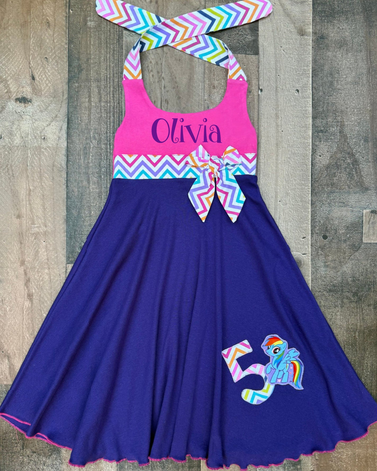 Personalized My Little Pony birthday dress for girls, handmade in the USA