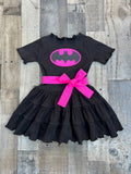 Batgirl Hot Pink & Black Costume Twirl Dress