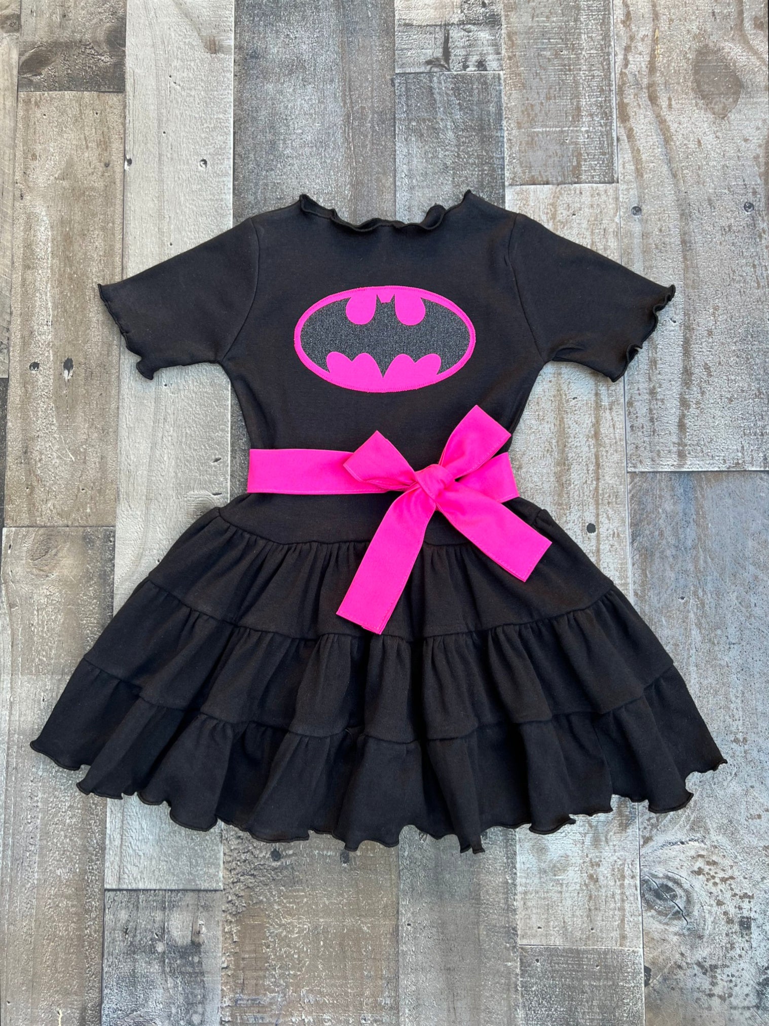 Batgirl Hot Pink & Black Costume Twirl Dress