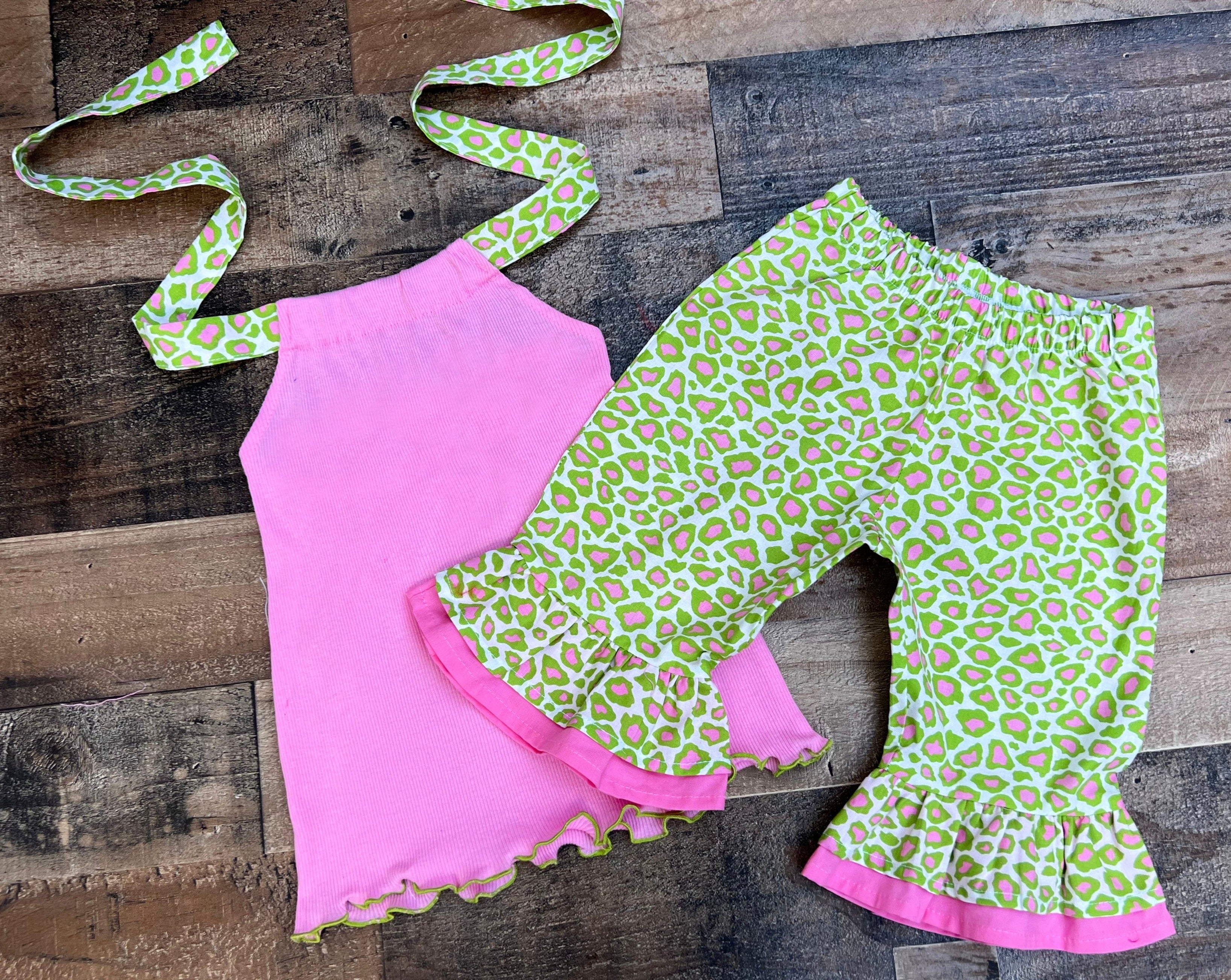 Leopard Print Capris & Ruffled Halter Top 