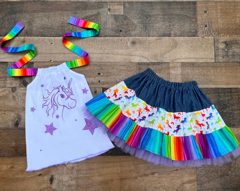 Unicorn Rainbow Skirt Outfit 