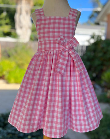 Pink White Gingham Dress