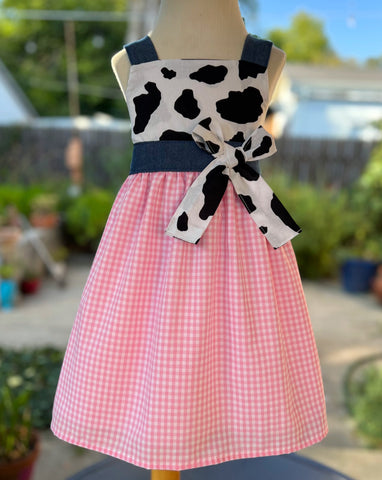 Pink Gingham Cow Dress