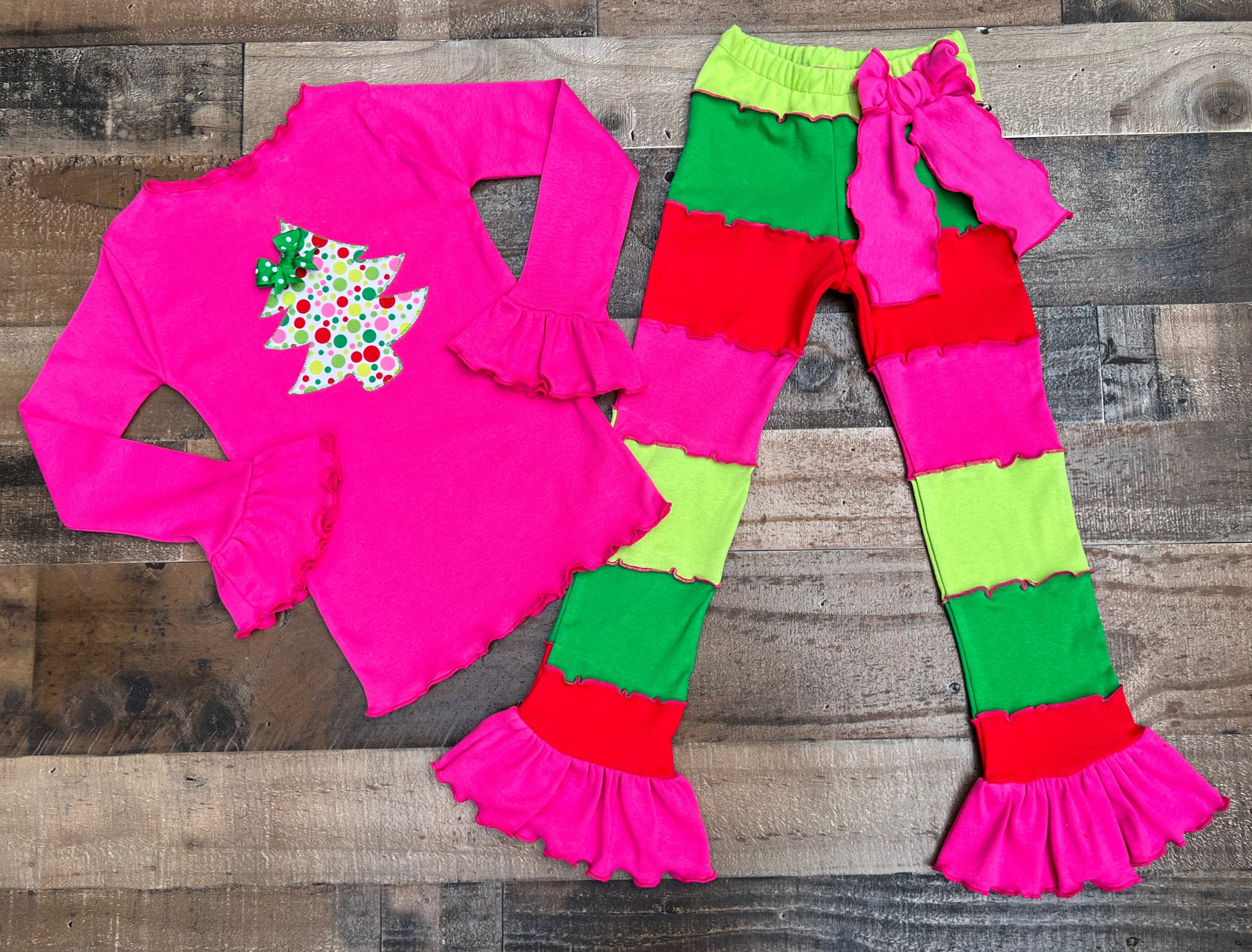 Christmas Tree Holiday Girl Outfit 