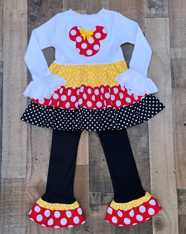 Red Yellow Black Minnie Mouse Girl Outfit 