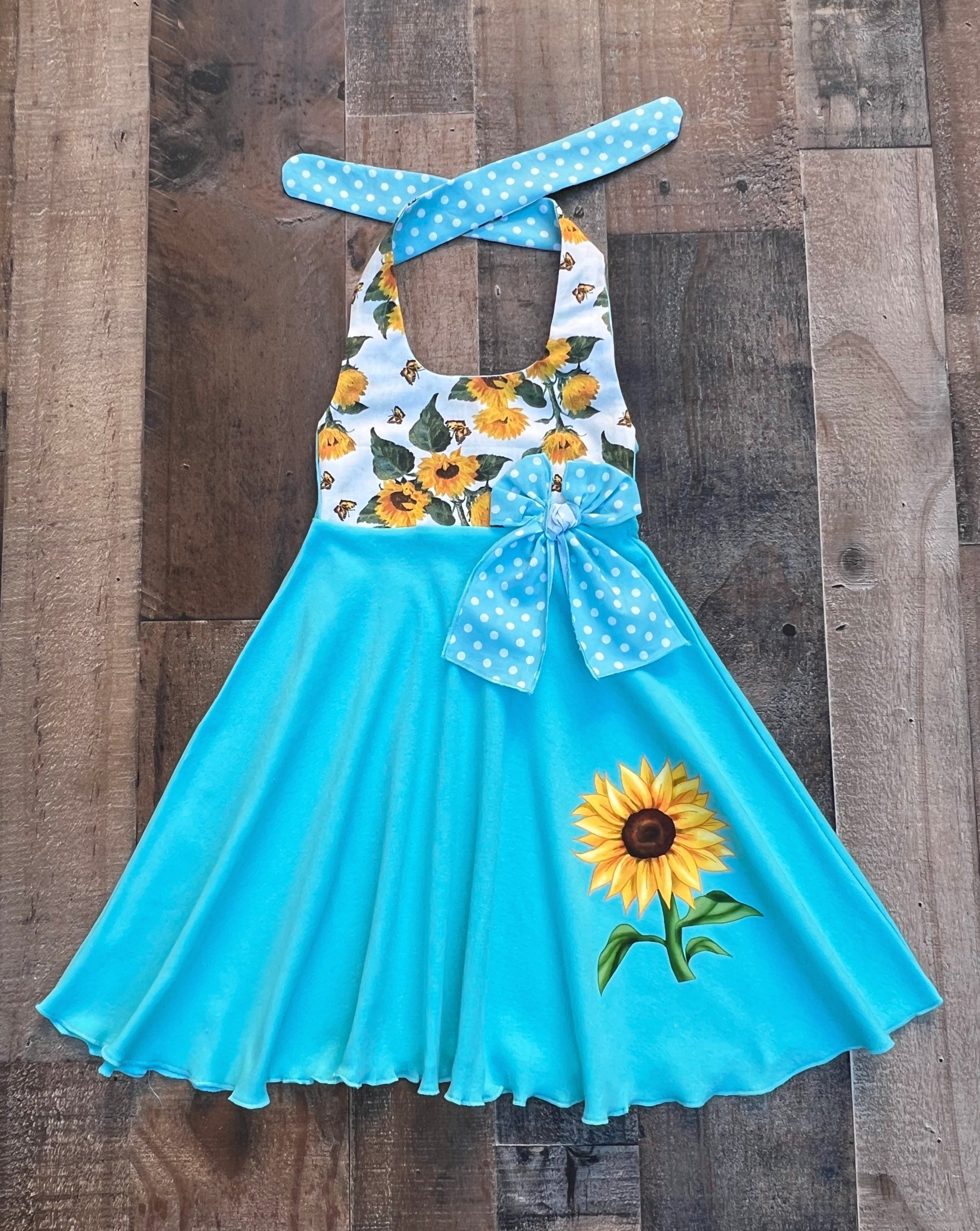 Cute Boutique Little Girl Summer Sunflower Dress