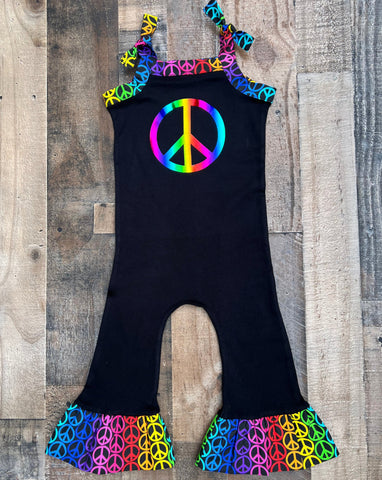 Peace Sign Rainbow Romper Outfit 