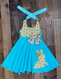 Teal & Gold Easter Bunny Dress