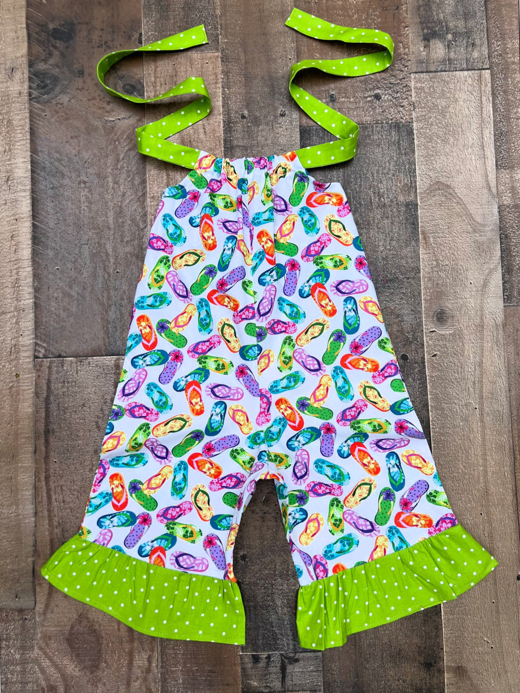 Flip Flop Sandals Print Romper Outfit
