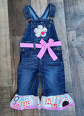 2T Polka Dot Upcycled Girl Overalls