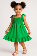 Green Smocked Girl Dress