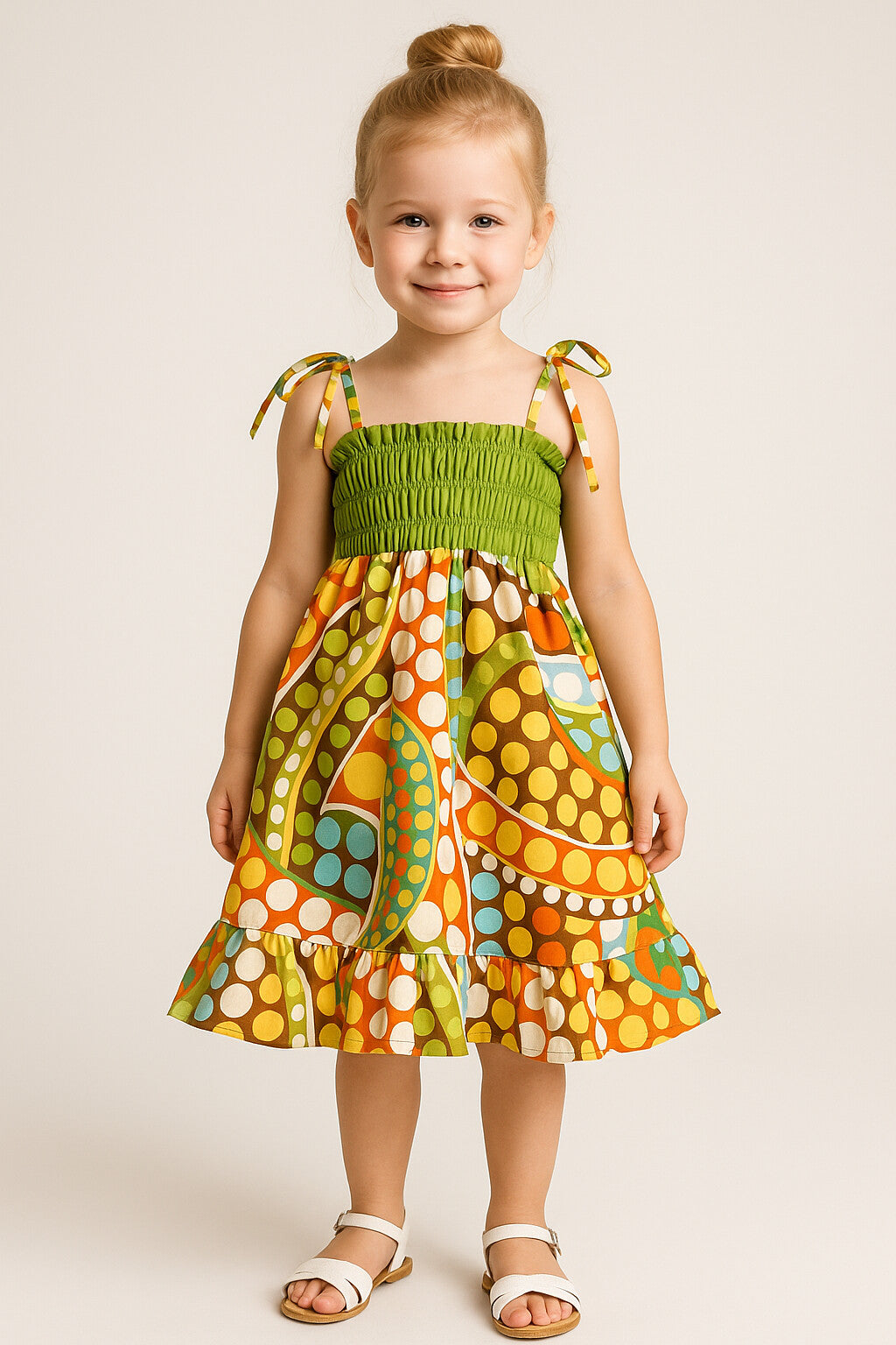 Retro Polka Dot Smocked Dress