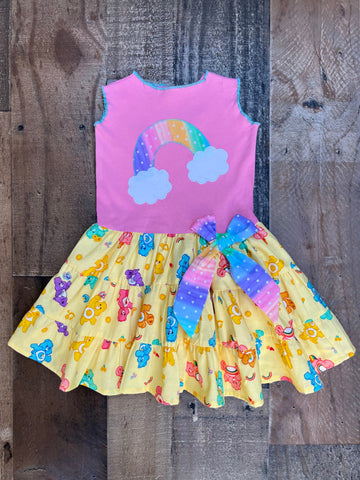 18M Care Bear Pastel Rainbow Twirl Dress