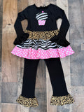 Cupcake Animal Print Twirl Top & Leggings