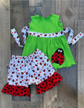 Ladybug Red & Lime Polka Dot Short Set