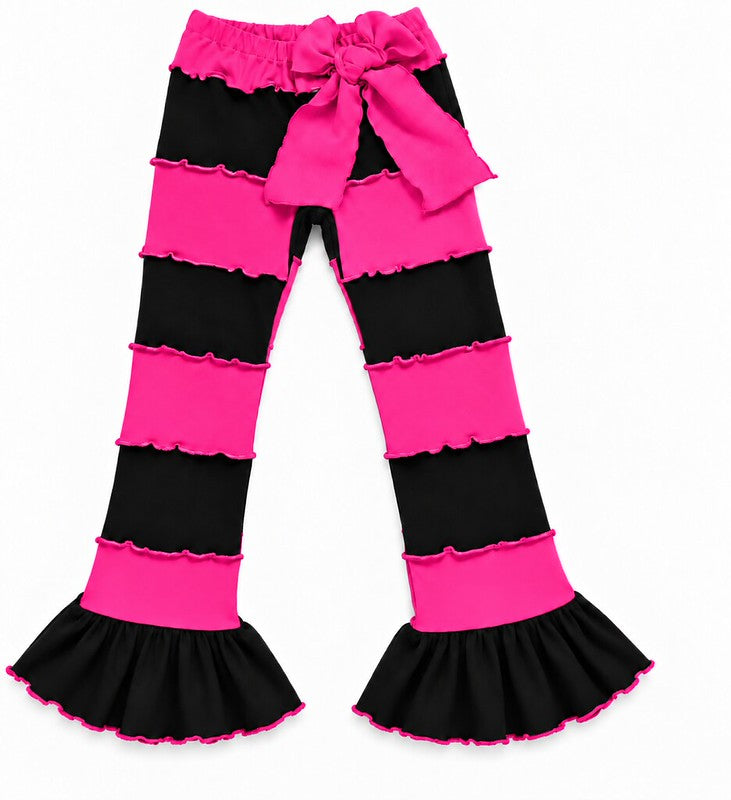 Hot Pink & Black Lettuce Edge Patch Leggings