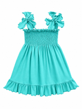Aqua Smocked Summer Girl Dress