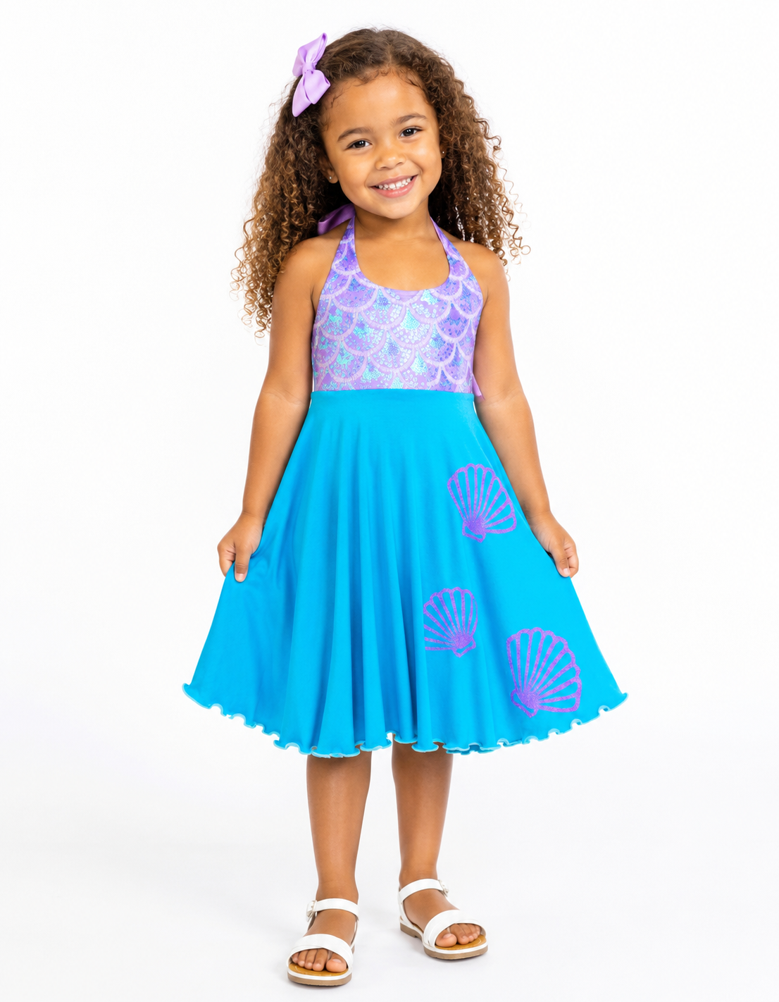 Aqua Mermaid Seashell Girl Dress
