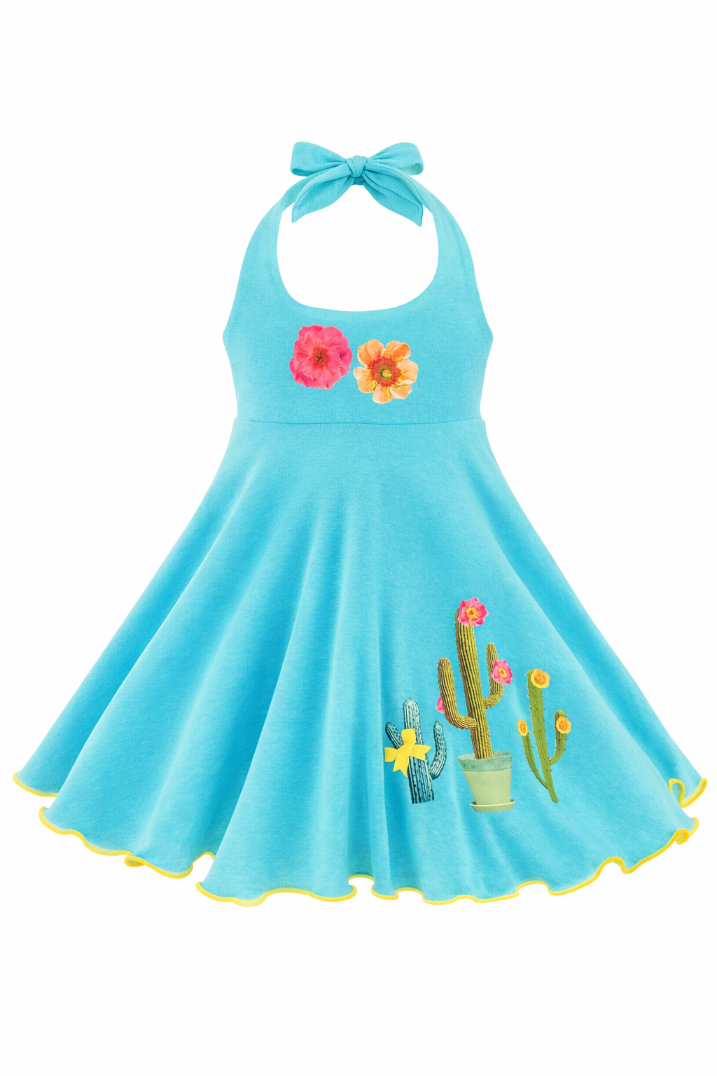 Aqua Cactus Floral Dress