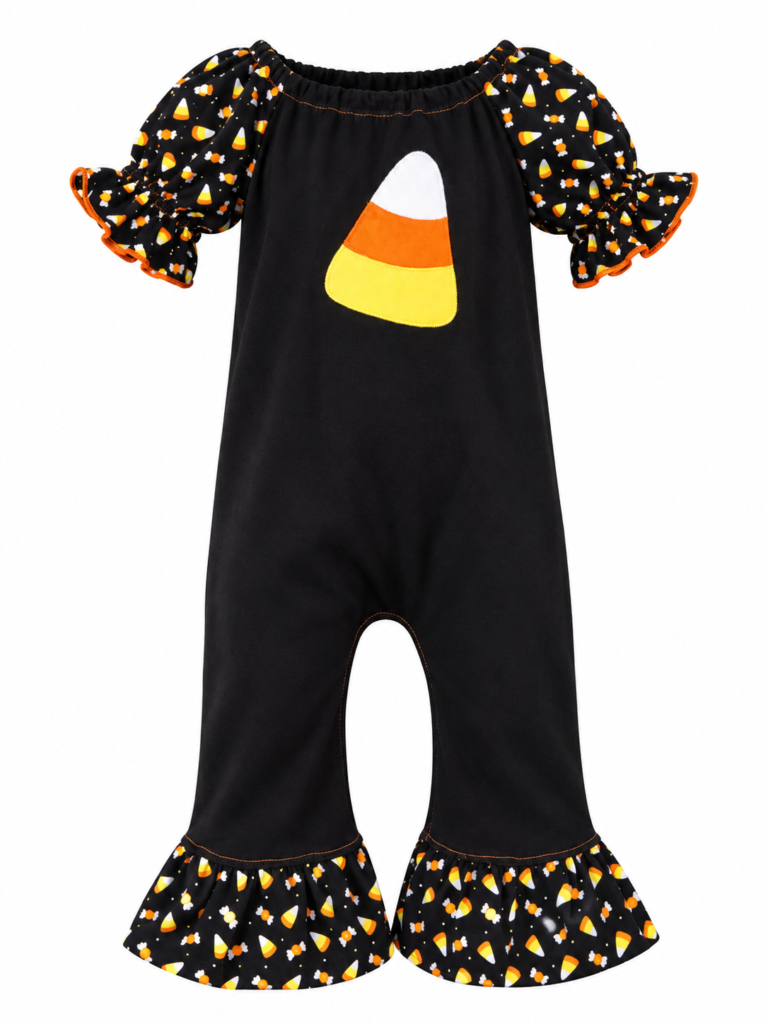 Candy Corn Toddler Girl Romper 

