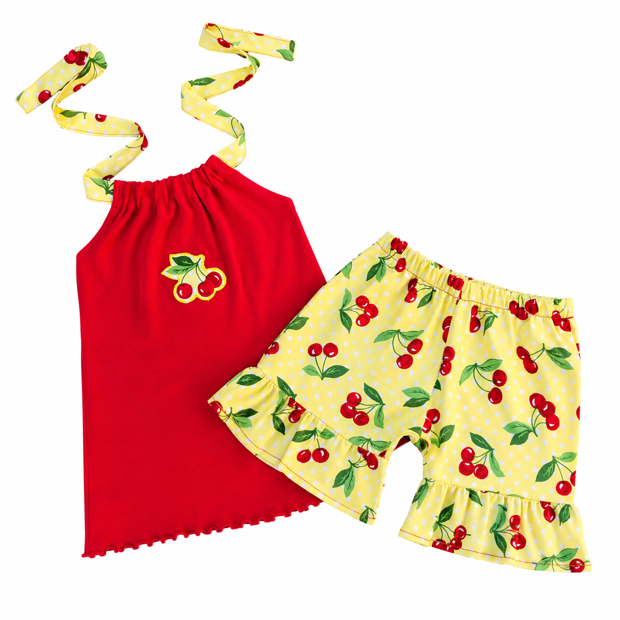 Cherry Print Shorts & Halter Top